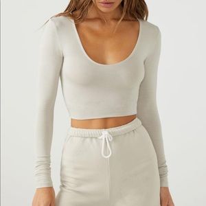 Noah Brown Scoop Neck Longsleeve in Fog S/M